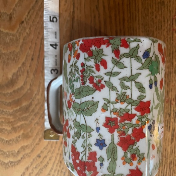 Vintage Stoneware Mug Hexagon Made In Korea Floral - Picture 3 of 8